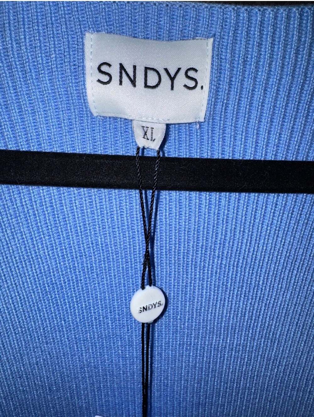 SNDYS Light Blue Ribbed Sweetheart Long Sleeve Crop Top Size XL New With Tags - Picture 2 of 3